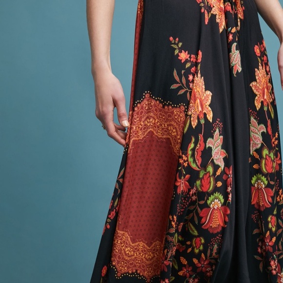 Anthropologie Farm Rio Marlow Floral Scroll Tropical Maxi Flowy Dress XS NWT - Picture 4 of 7